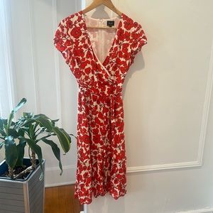 Bardot red and white floral midi dress